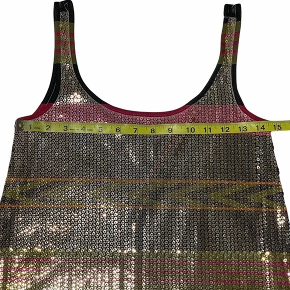 CHARLOTTE Russe Multicolored Aztec Print Sequined Front Tank Top - Picture 8 of 12